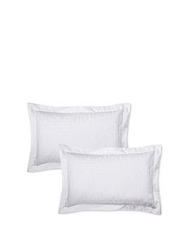 Product photograph of Bianca Cottonsoft Satin Geo Jacquard Oxford Pillowcase Pair White from very.co.uk