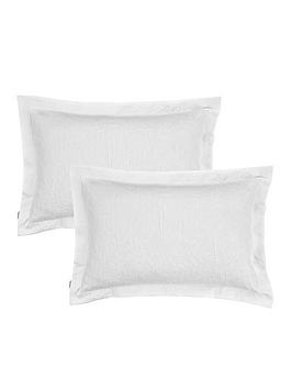Product photograph of Bianca Matelass Leaves Oxford Pillowcase Pair - White from very.co.uk