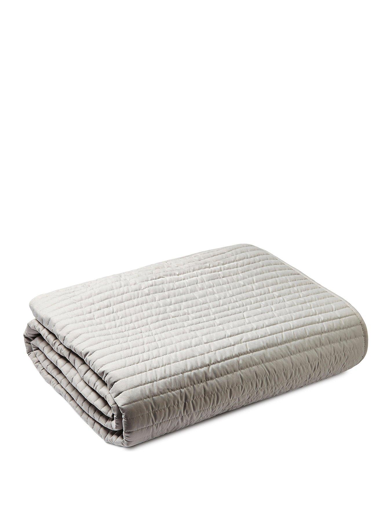 Image 2 of 4 of Bianca Quilted Lines Bedspread Throw in Silver