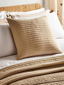 Product photograph of Bianca Quilted Lines Filled Cushion In Natural from very.co.uk