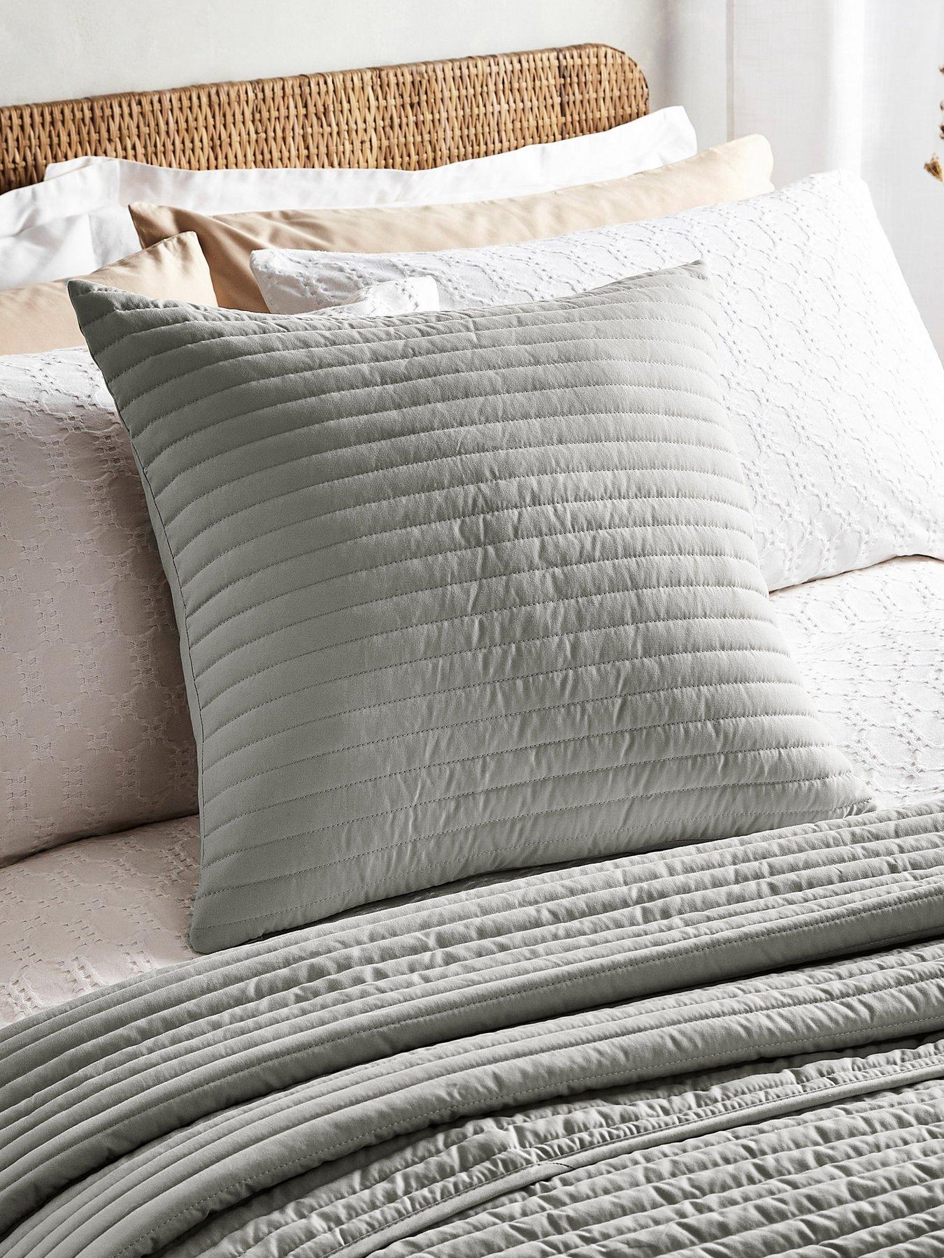 Product photograph of Bianca Quilted Lines Filled Cushion In Silver Ndash 55 X 55 Cm from very.co.uk