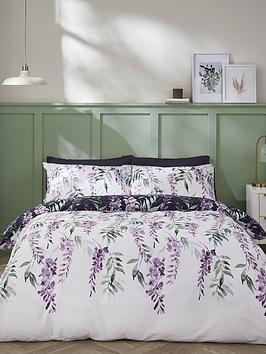 Product photograph of Catherine Lansfield Wisteria Duvet Cover Set - White from very.co.uk