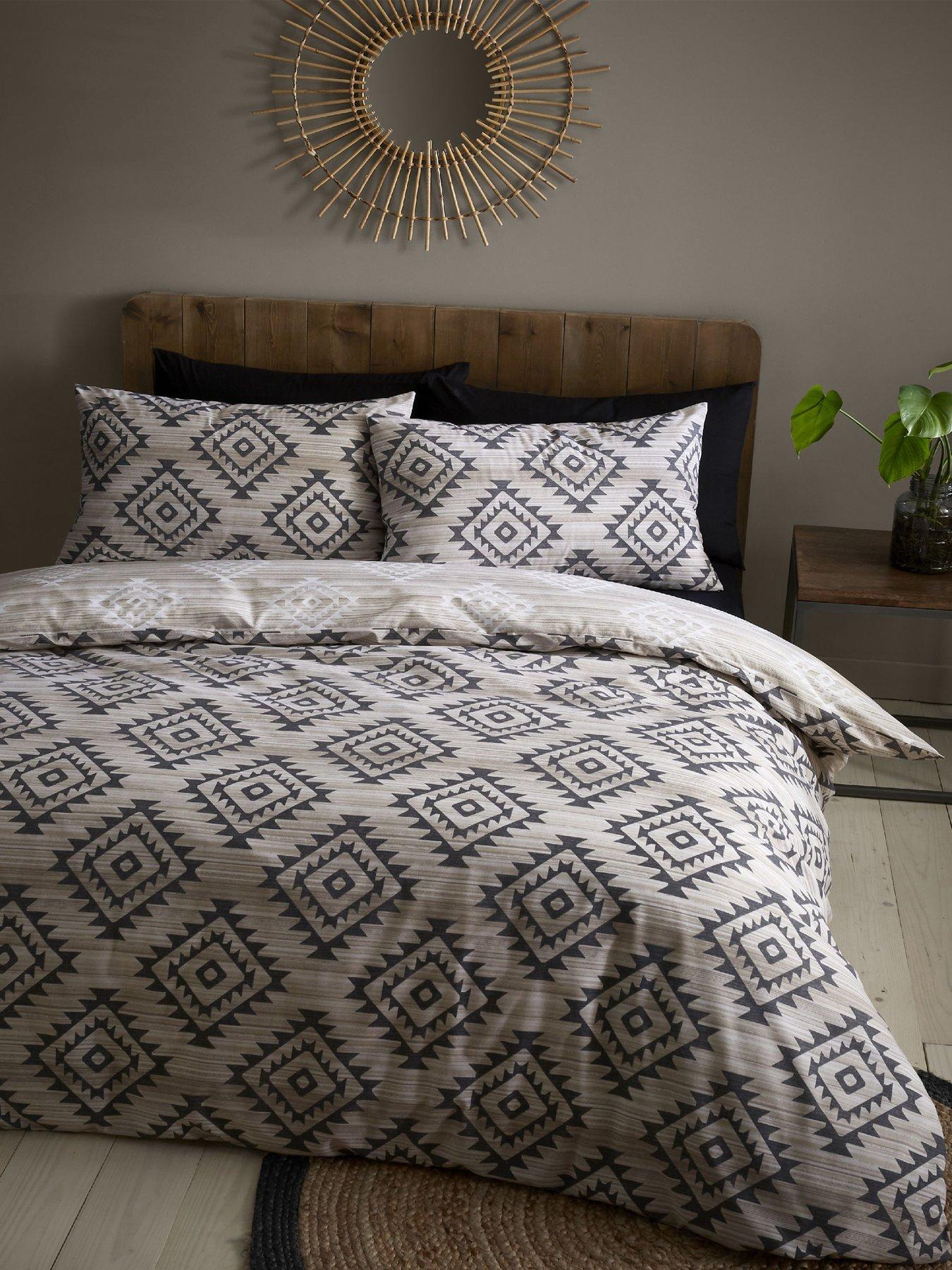 Product photograph of Catherine Lansfield Aztec Geo Duvet Cover Set - Natural from very.co.uk