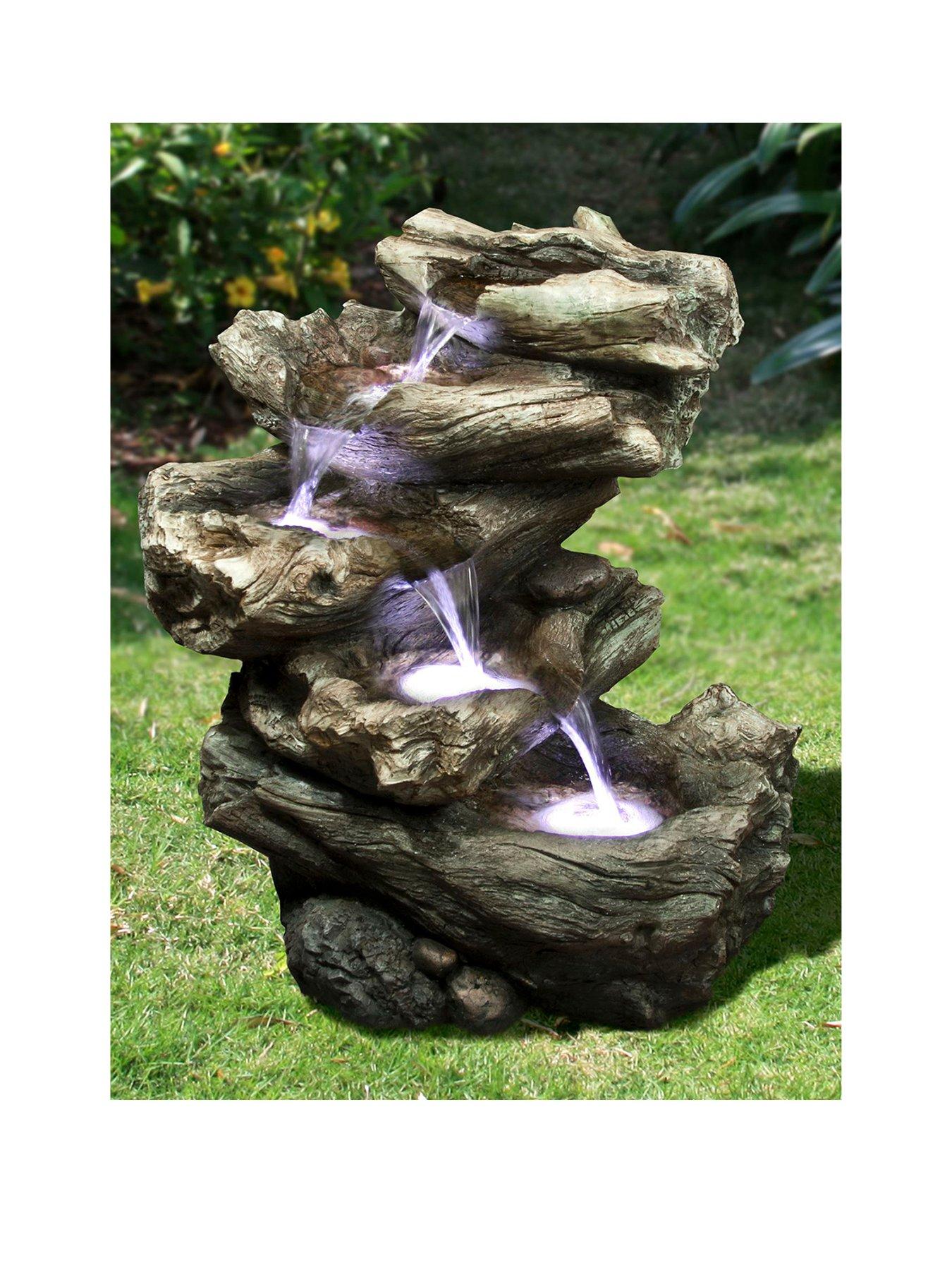 Product photograph of Tranquility 5 Tier Wood Cascade Mains Powered Water Feature from very.co.uk