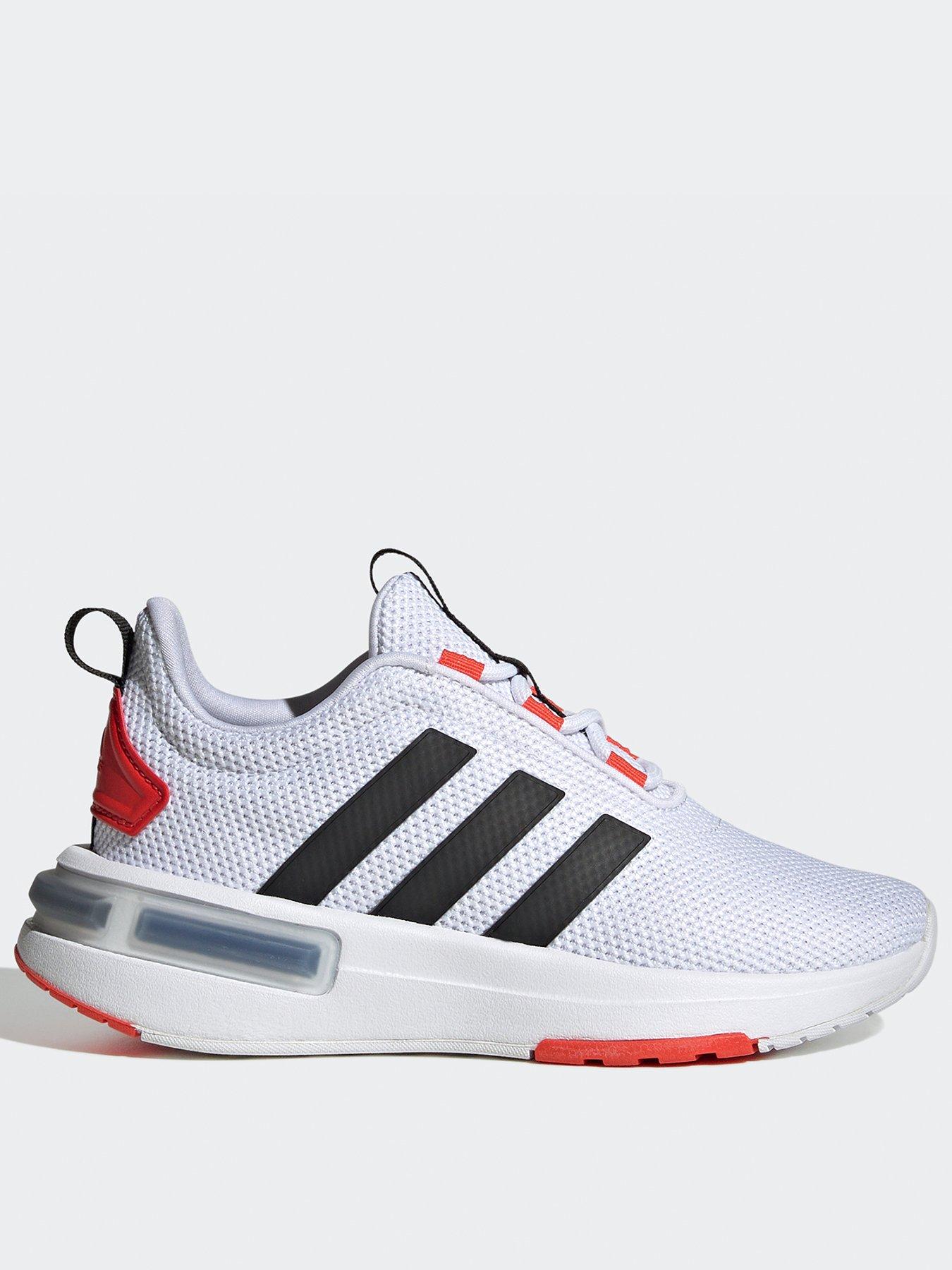 Adidas grey and store red trainers