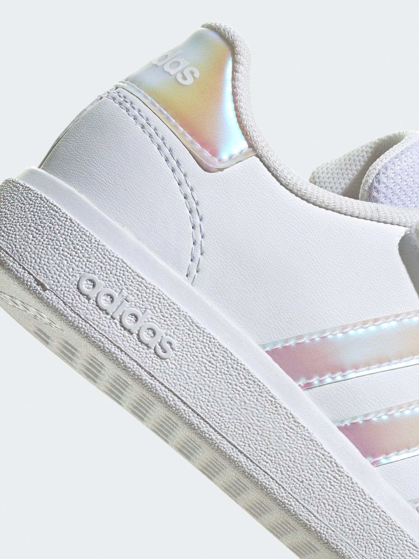 adidas Sportswear Kids Girls Grand Court 2.0 Trainers White Iridescent Very