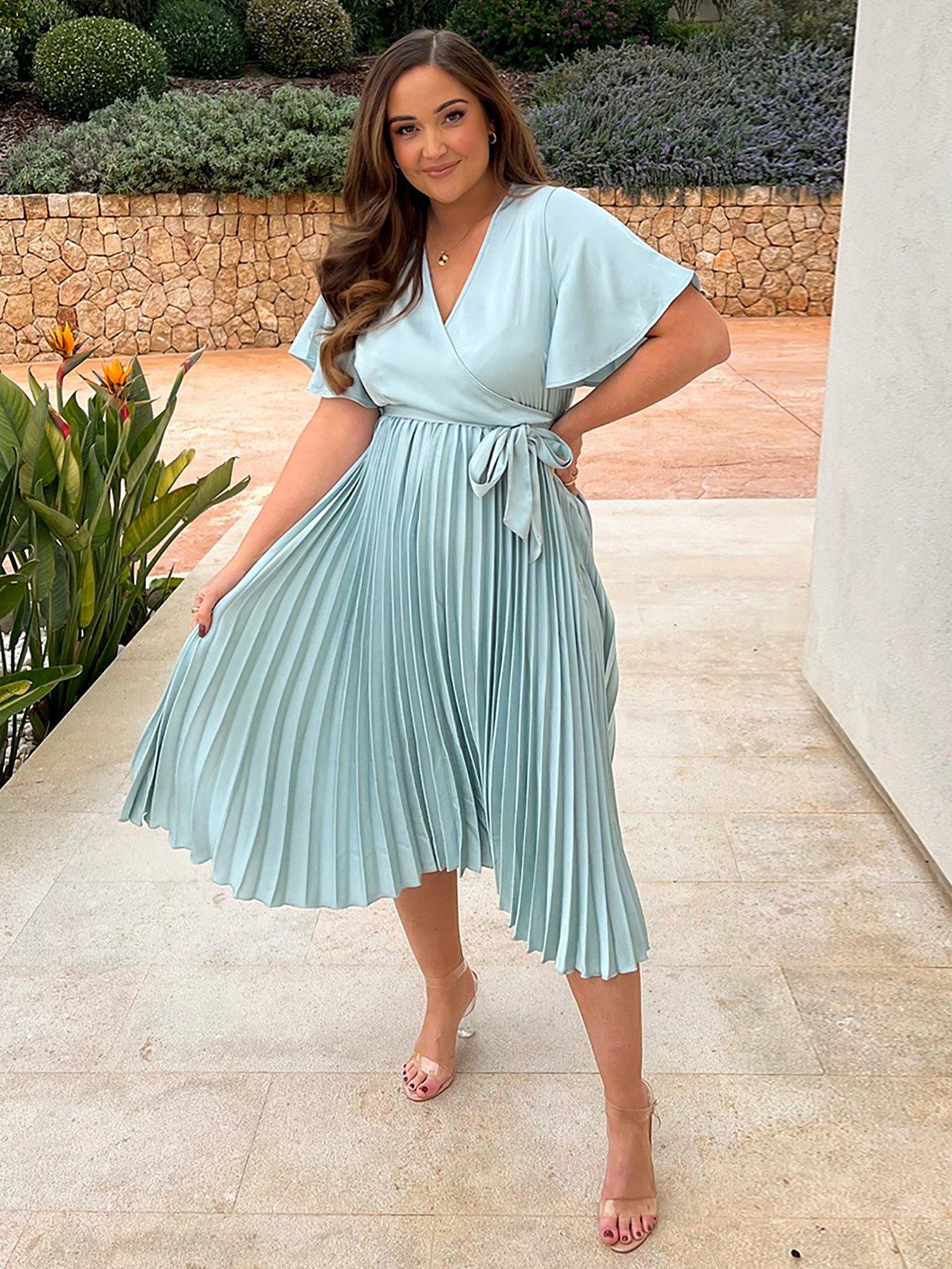 Pleated midi wrap sales dress