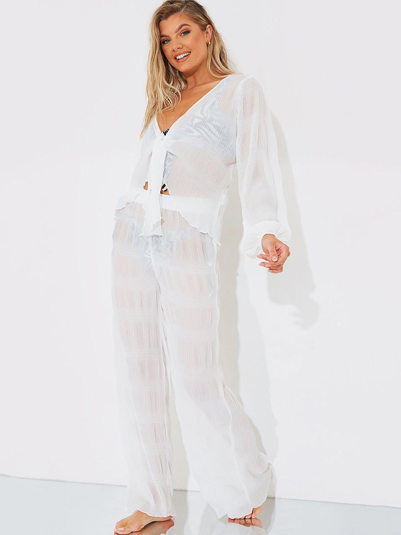 Cream wide leg trousers uk sale