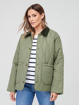 barbour delphinium cord collar quilted jacket - green