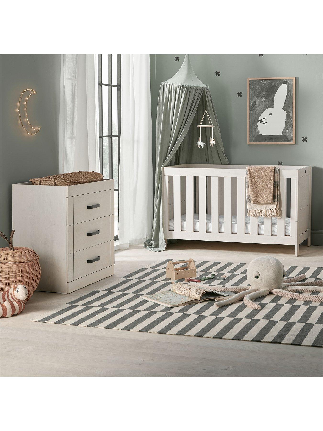 Product photograph of Silver Cross Alnmouth Oak 2 Piece Cot And Dresser Furniture Set from very.co.uk