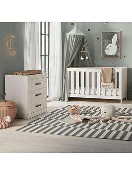 Product photograph of Silver Cross Alnmouth Oak 2 Piece Cot And Dresser Furniture Set from very.co.uk