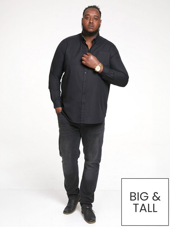 stillFront image of d555-richard-basic-oxford-long-sleeve-shirt--black