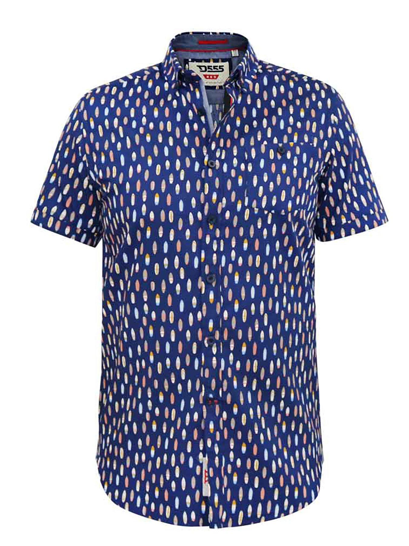 Image 3 of 4 of D555 Hackford Surfboard Print Button Down Collar Shirt - Navy