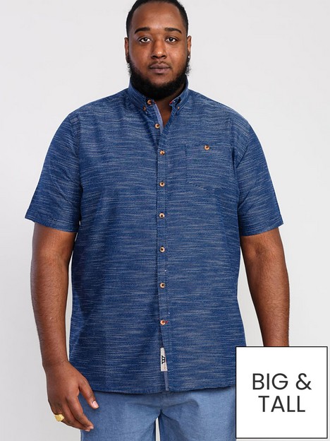 d555-hove-textured-fabric-short-sleeve-button-down-shirt-navy