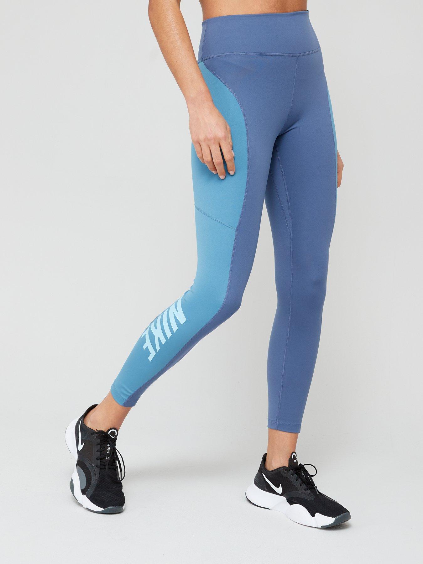 Nike The One Mid Rise 7 8 Colour Block Training Leggings Blue Very