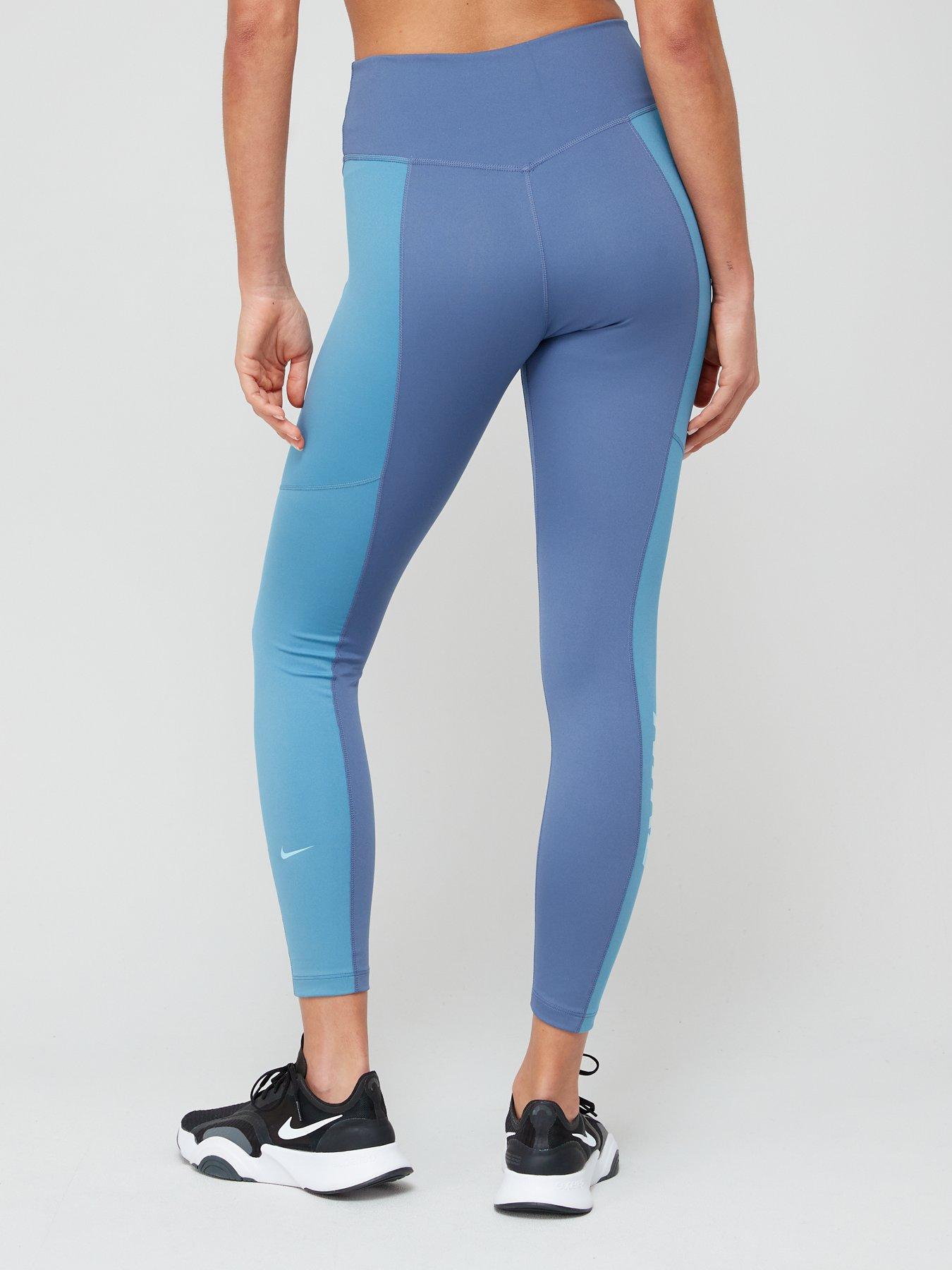Nike The One Mid Rise 7 8 Colour Block Training Leggings Blue