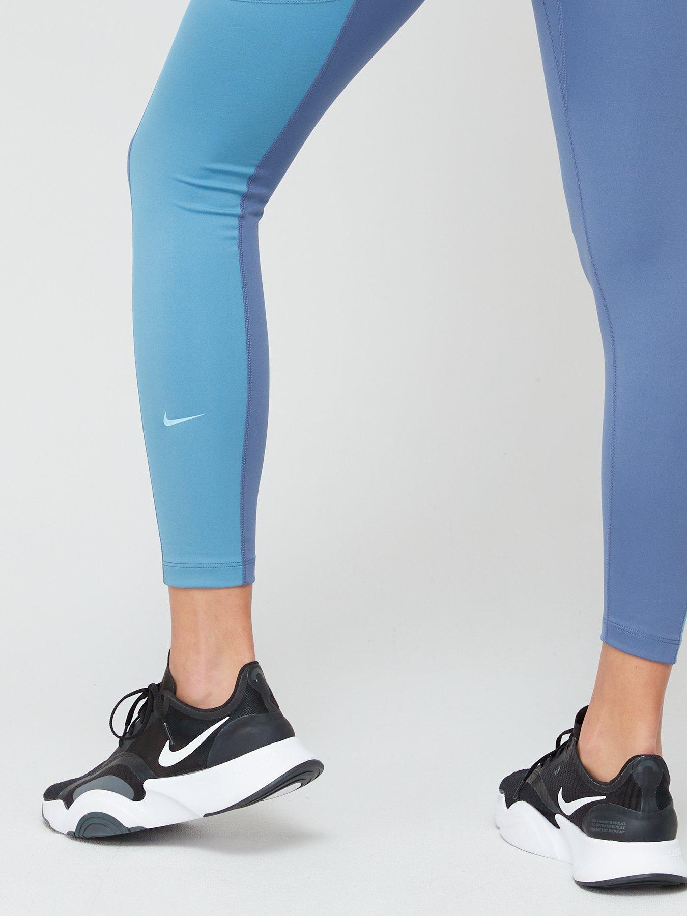 Nike training colourblock leggings in blue shop