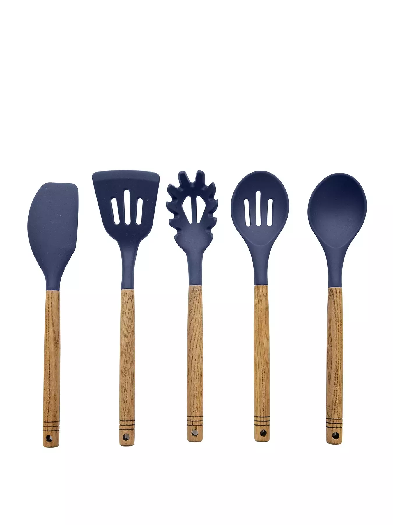 7-Piece Silicone and Bamboo Kitchen Utensils Set with Holder for Cooking,  Virtually Non-Stick, with Ladle, Slotted Turner, Slotted Spoon, Serving  Spoon, Pasta Server, Spatula, Scratch-Resistant