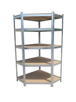 Product photograph of Hilka Tools 175kg 5 Tier Corner Boltless Shelving from very.co.uk