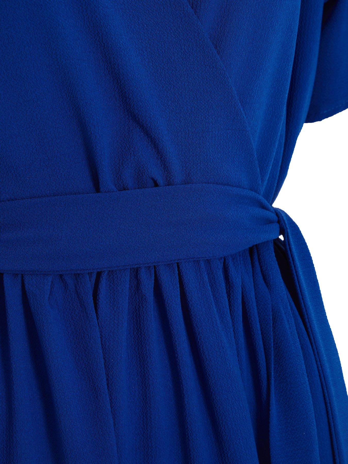 Image 6 of 6 of Quiz Wrap Skater Dress - Bright Blue