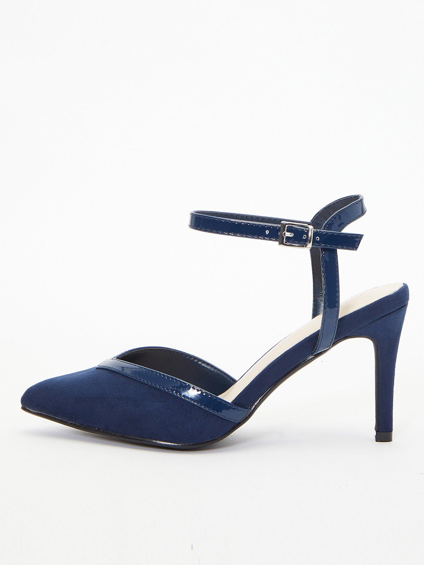 Quiz Wide Fit Patent Court Heels Dark Blue very