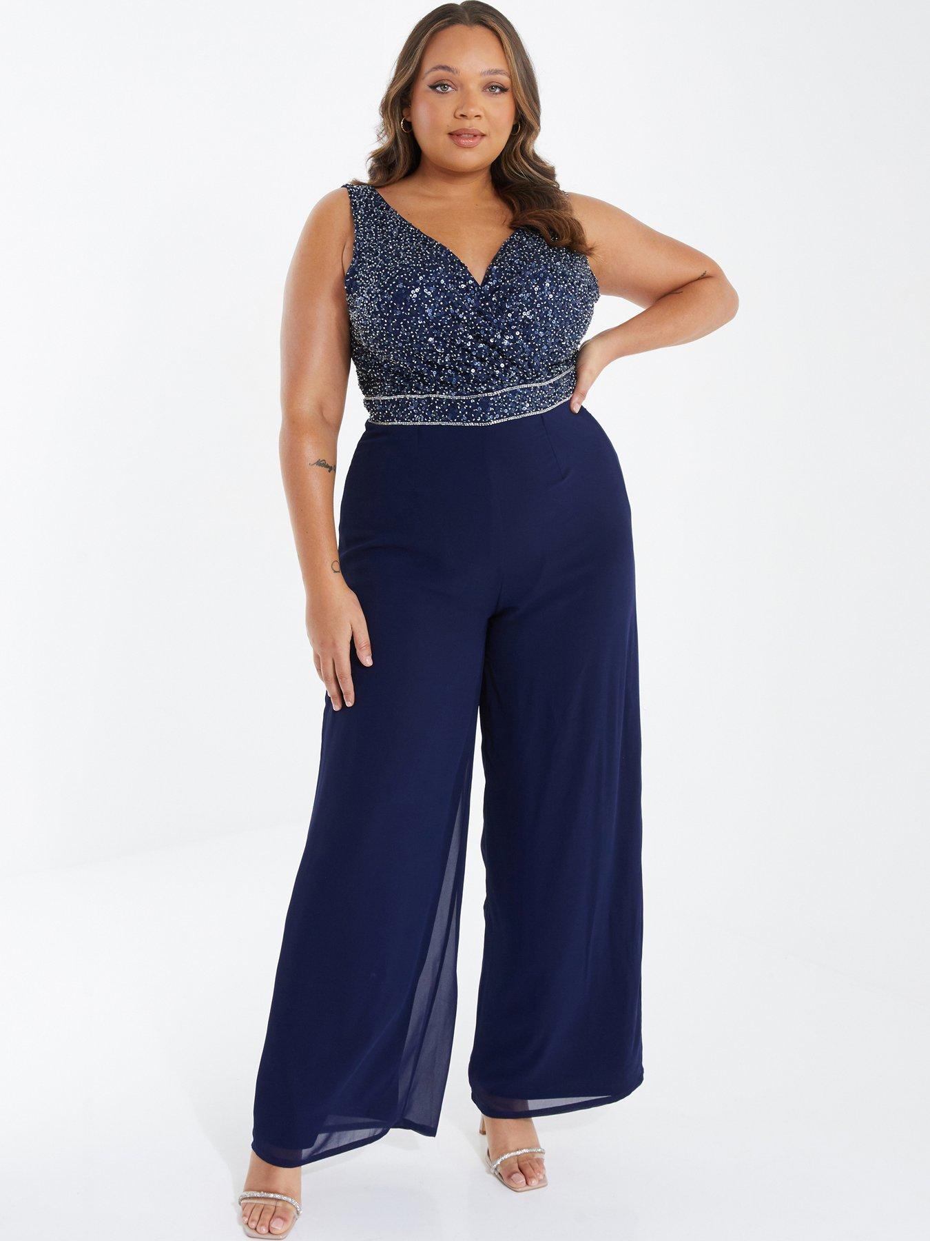 Quiz navy palazzo sales jumpsuit