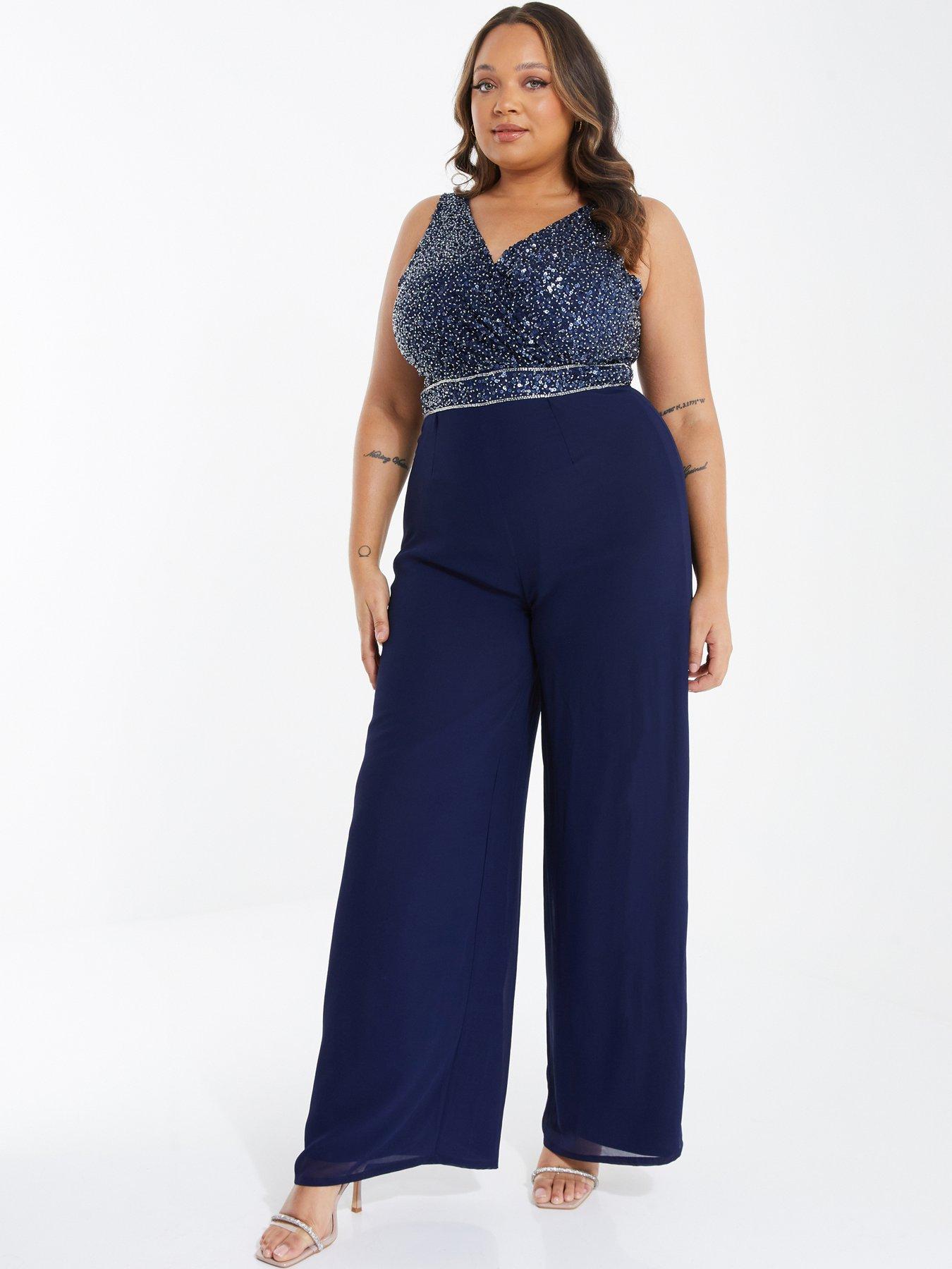 Quiz navy sequin store jumpsuit