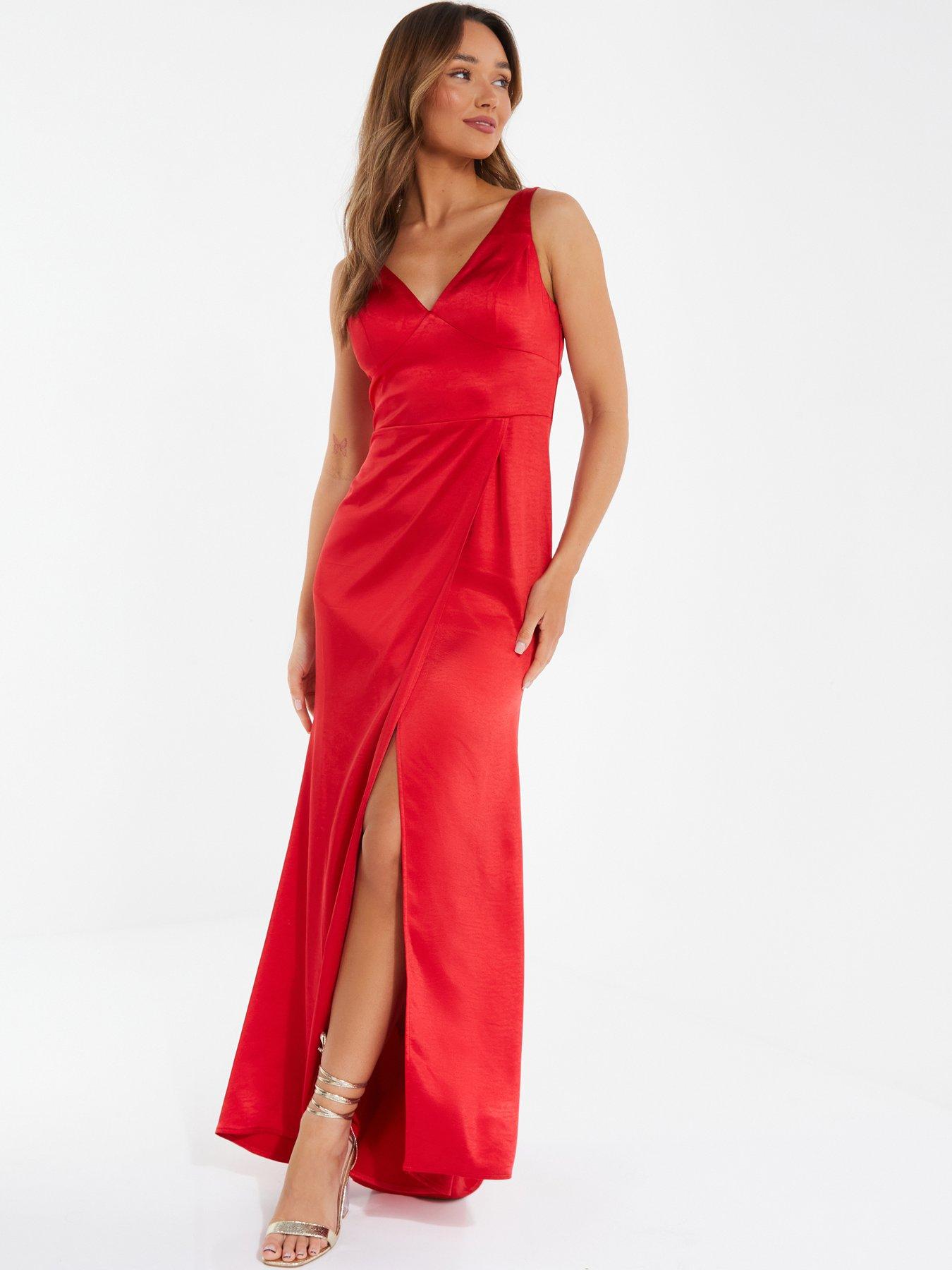 Quiz Satin Maxi Dress - Red | very.co.uk