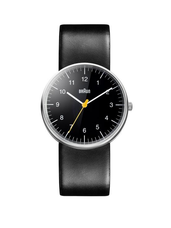 front image of braun-gents-bn0021nbspqa-stainless-steel-case-black-dial-black-leather-strap-watch