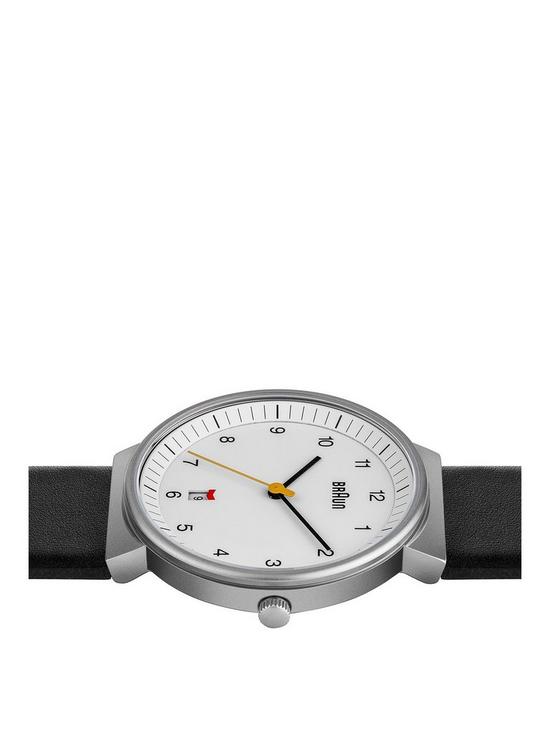 stillFront image of braun-gents-qa-stainless-steel-case-white-dial-black-leather-strap-watch