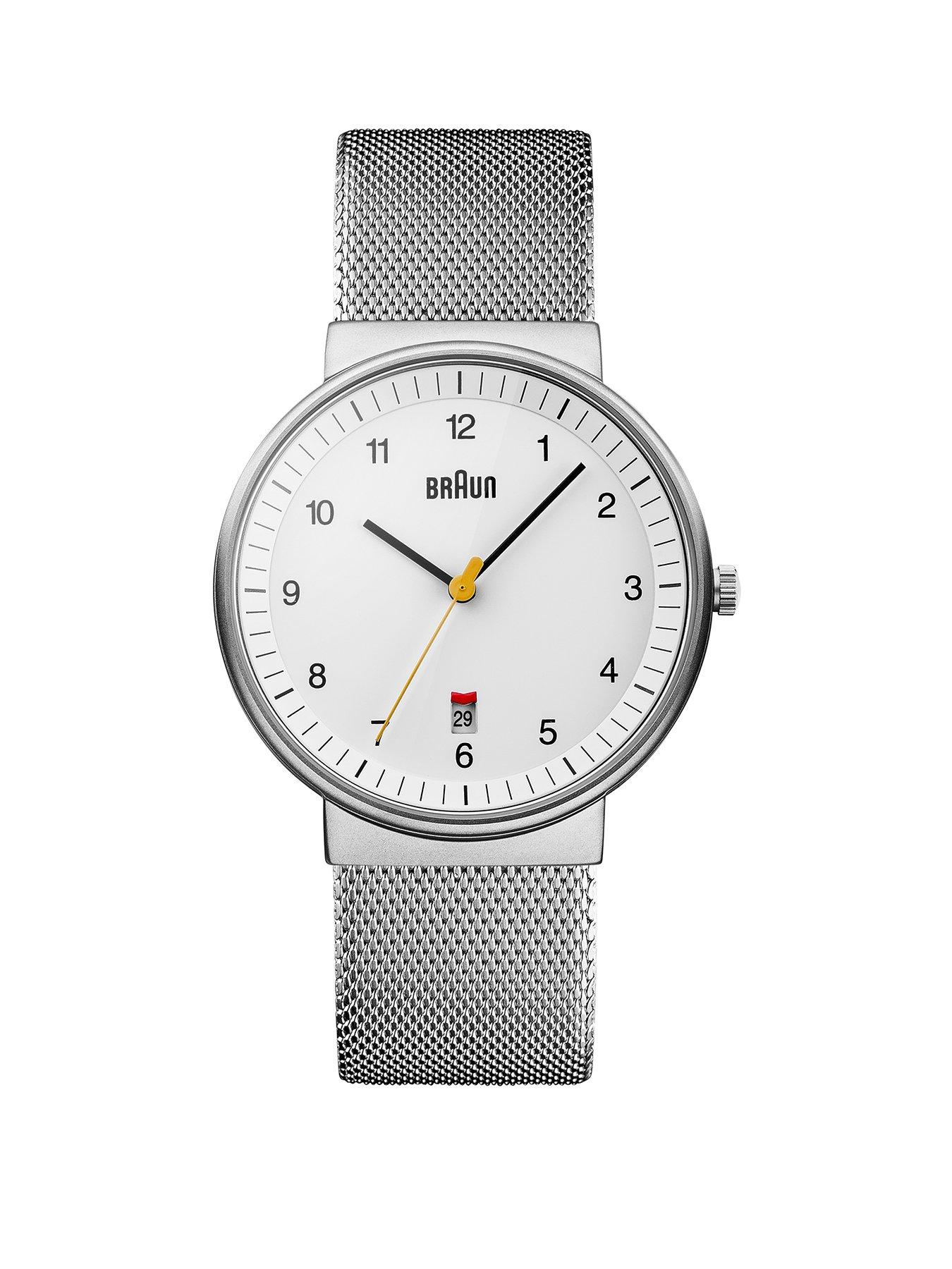 Image 1 of 5 of Braun Gents QA Stainless Steel Case White Dial Stainless Steel Mesh Strap