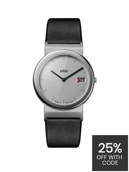 front image of braun-unisex-aw50nbspqa-stainless-steel-case-sl-dial-black-leather-strap-watch