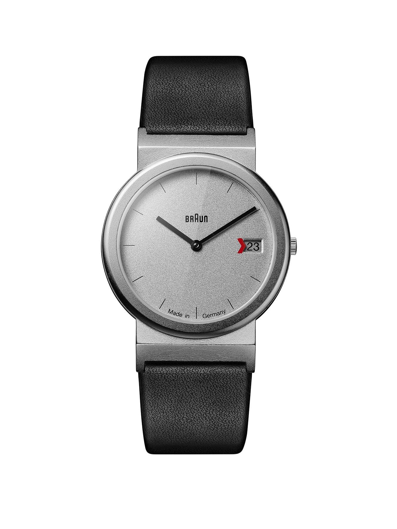 Braun Unisex AW50 QA Stainless Steel Case SL Dial Black Leather Strap Watch