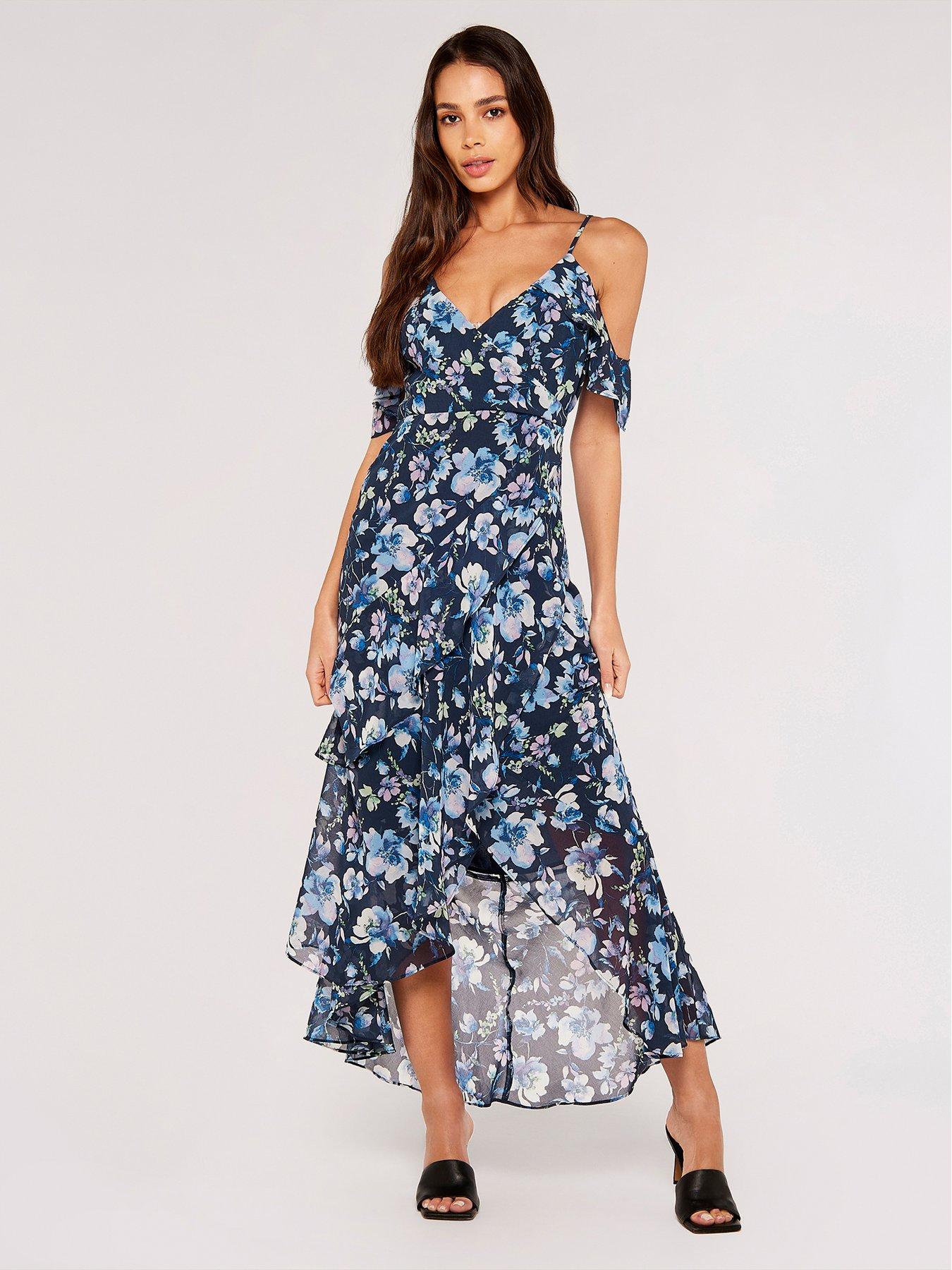 Apricot Watercolour Blooms Dress very.co.uk