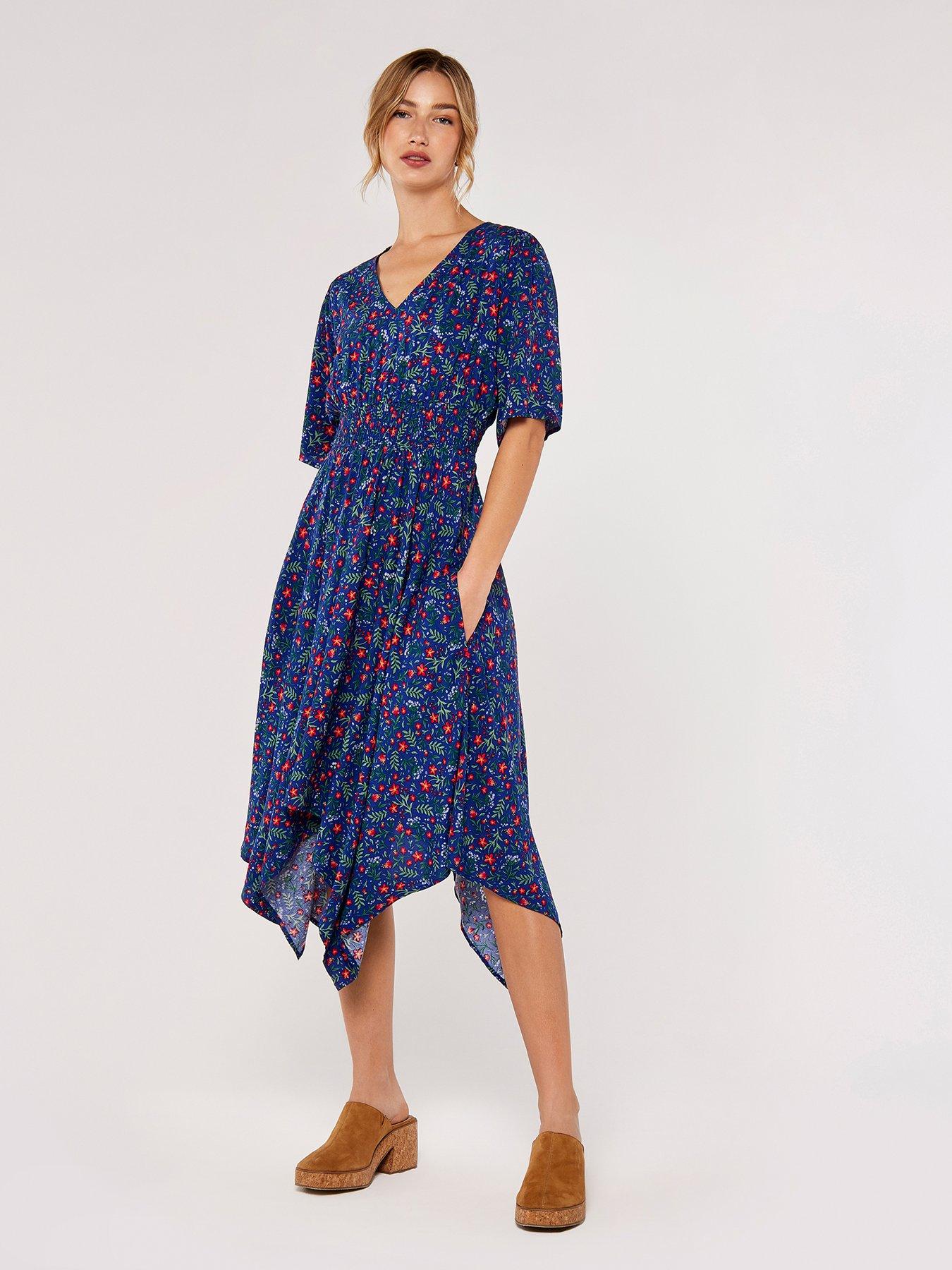 Apricot Hedgerow Floral Hanky Hem Dress | Very.co.uk