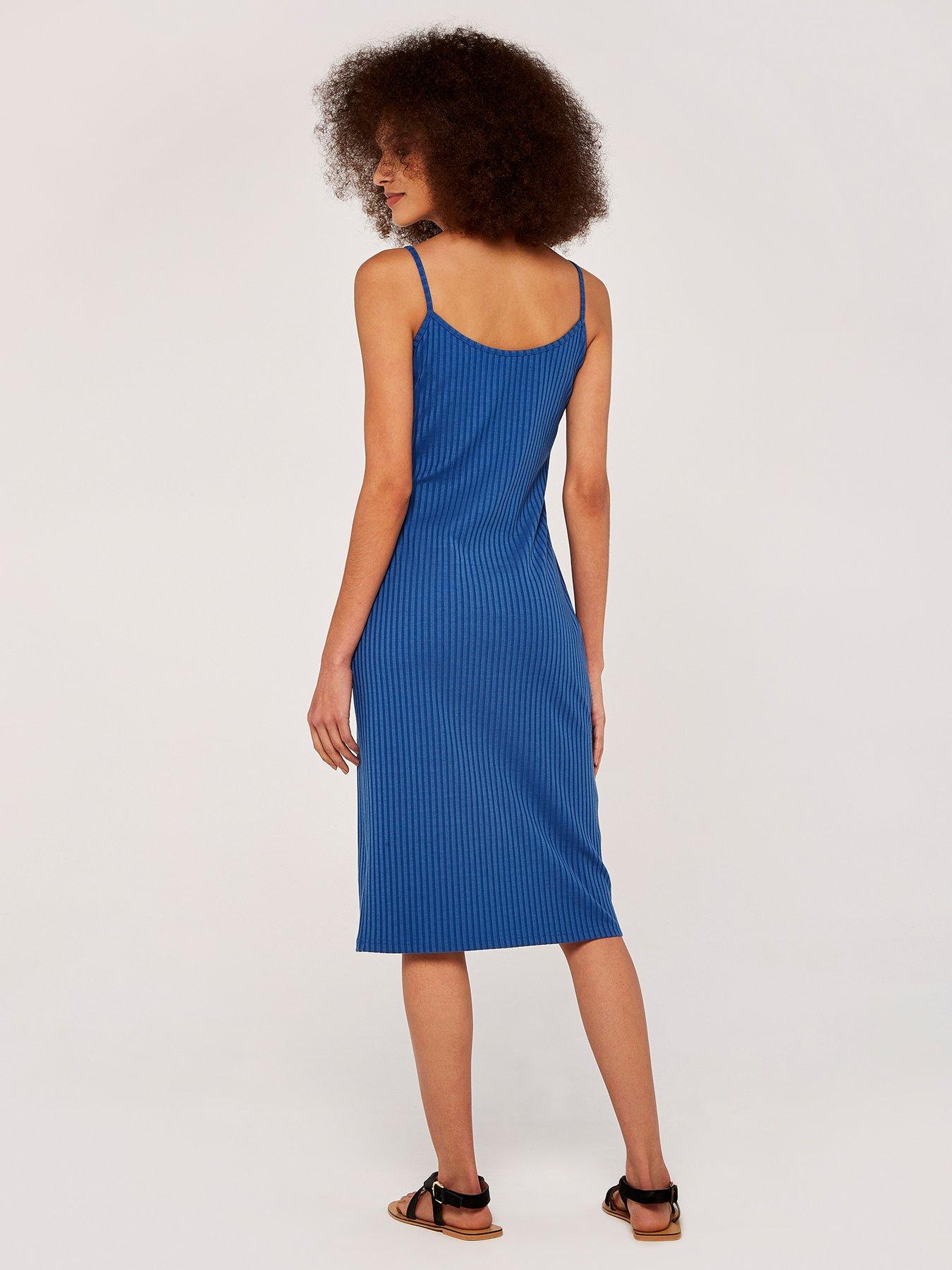 Apricot Jersey Ribbed Cami Dress - Blue