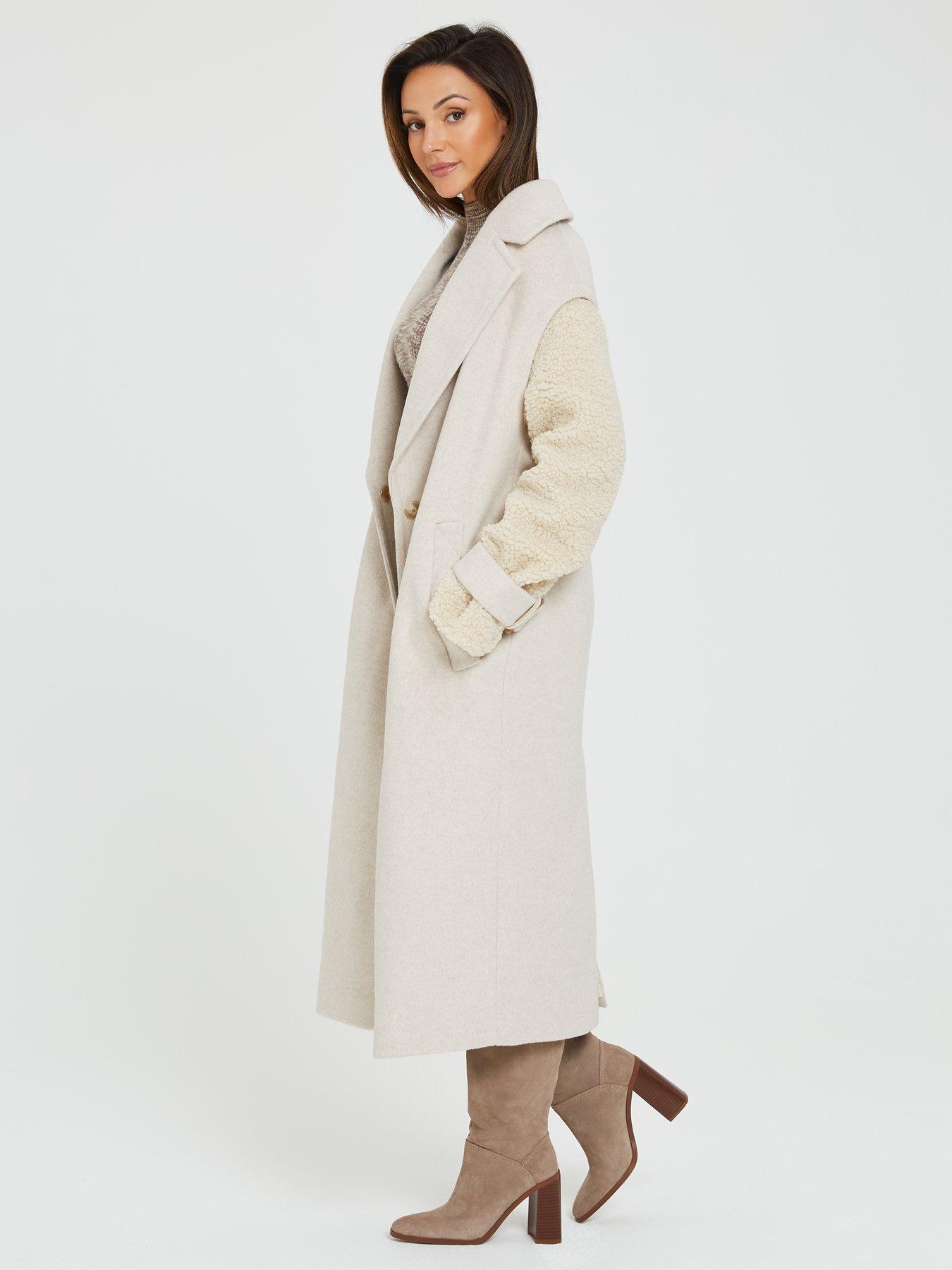 Beige shop boucle coat