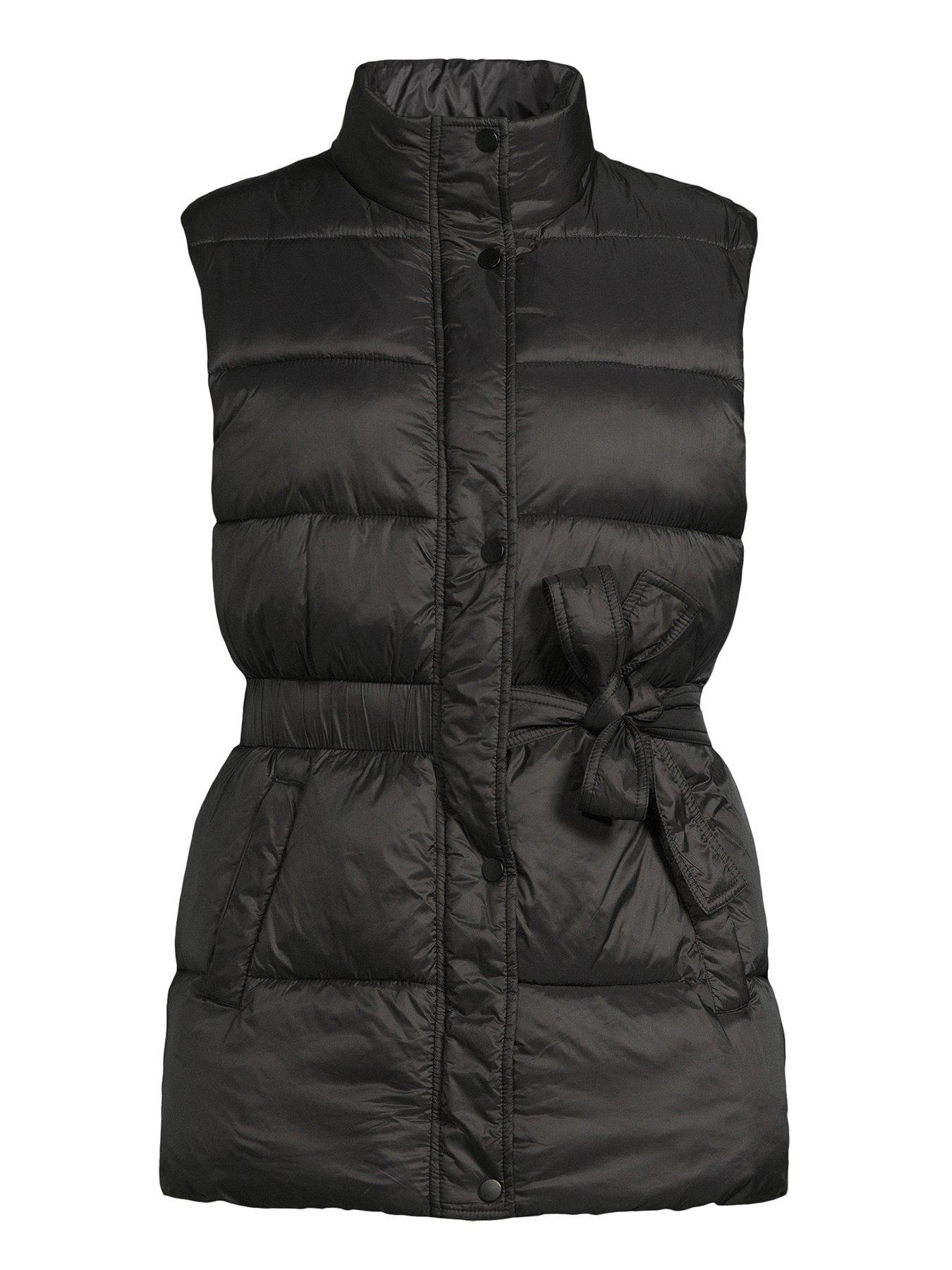 Michelle Keegan Nylon Tie Waist Gilet - Black | Very.co.uk