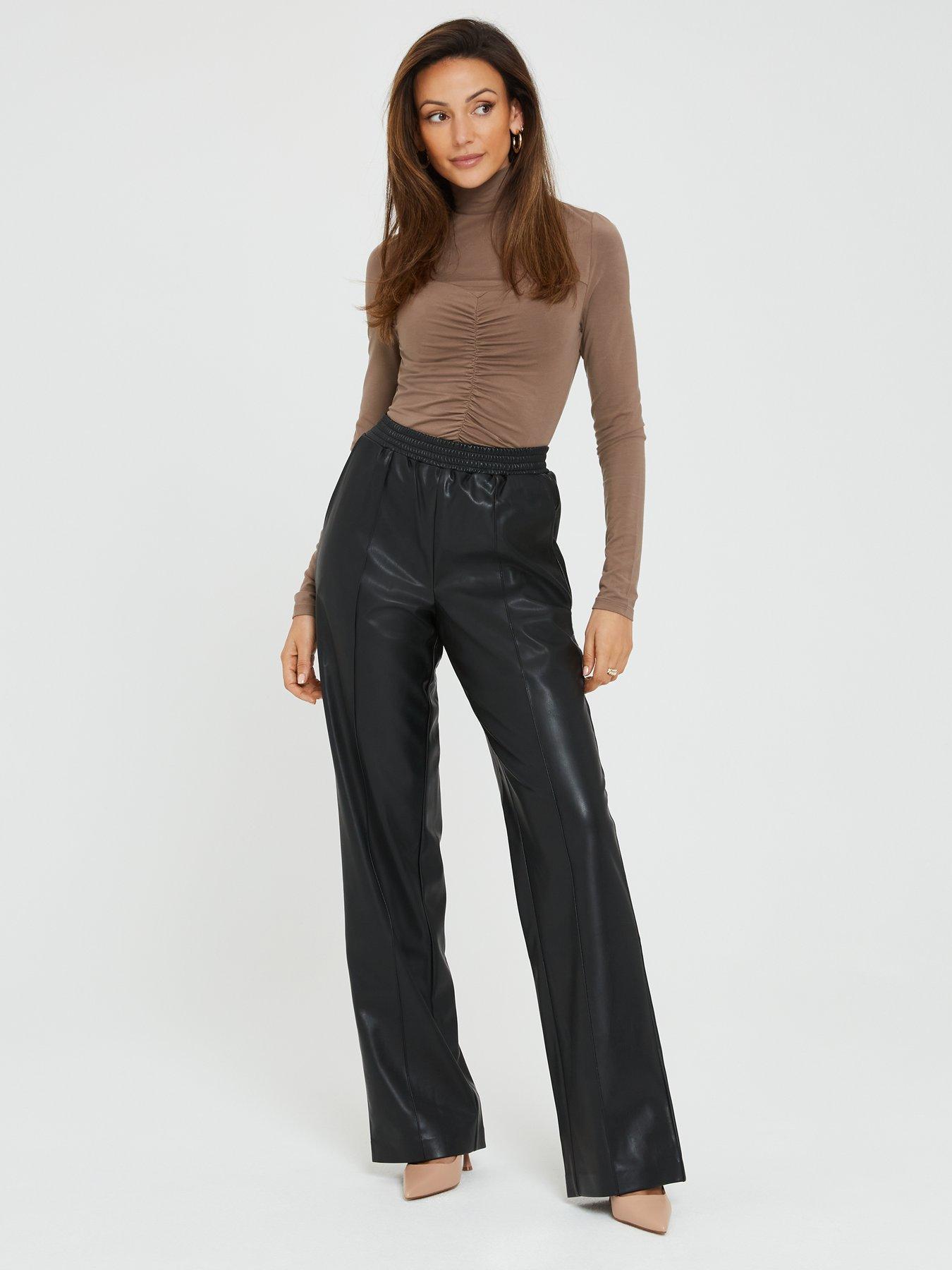 Boohoo Tall Contrast Waistband Detail Pants in Black