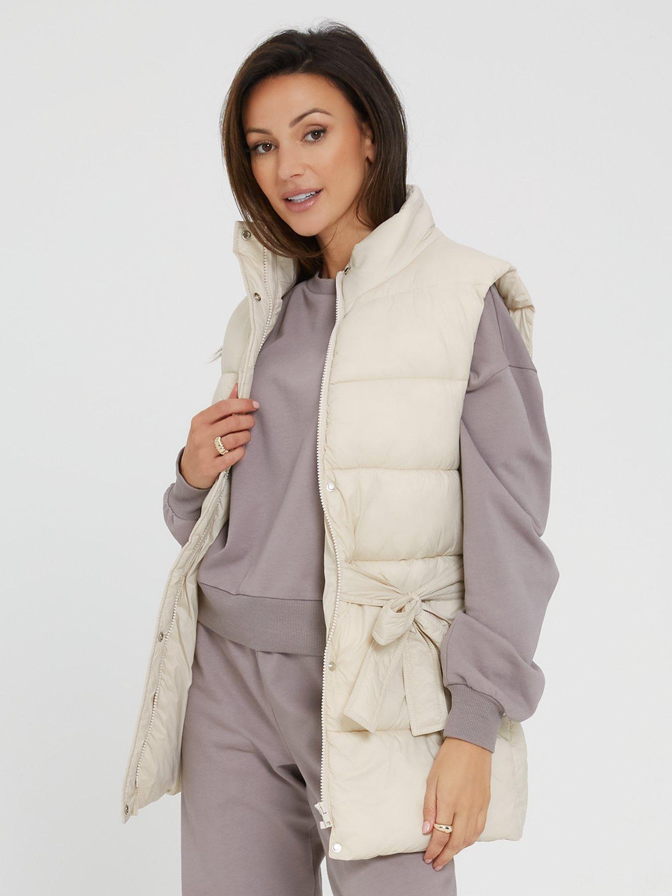 Michelle Keegan Nylon Tie Waist Gilet Cream very