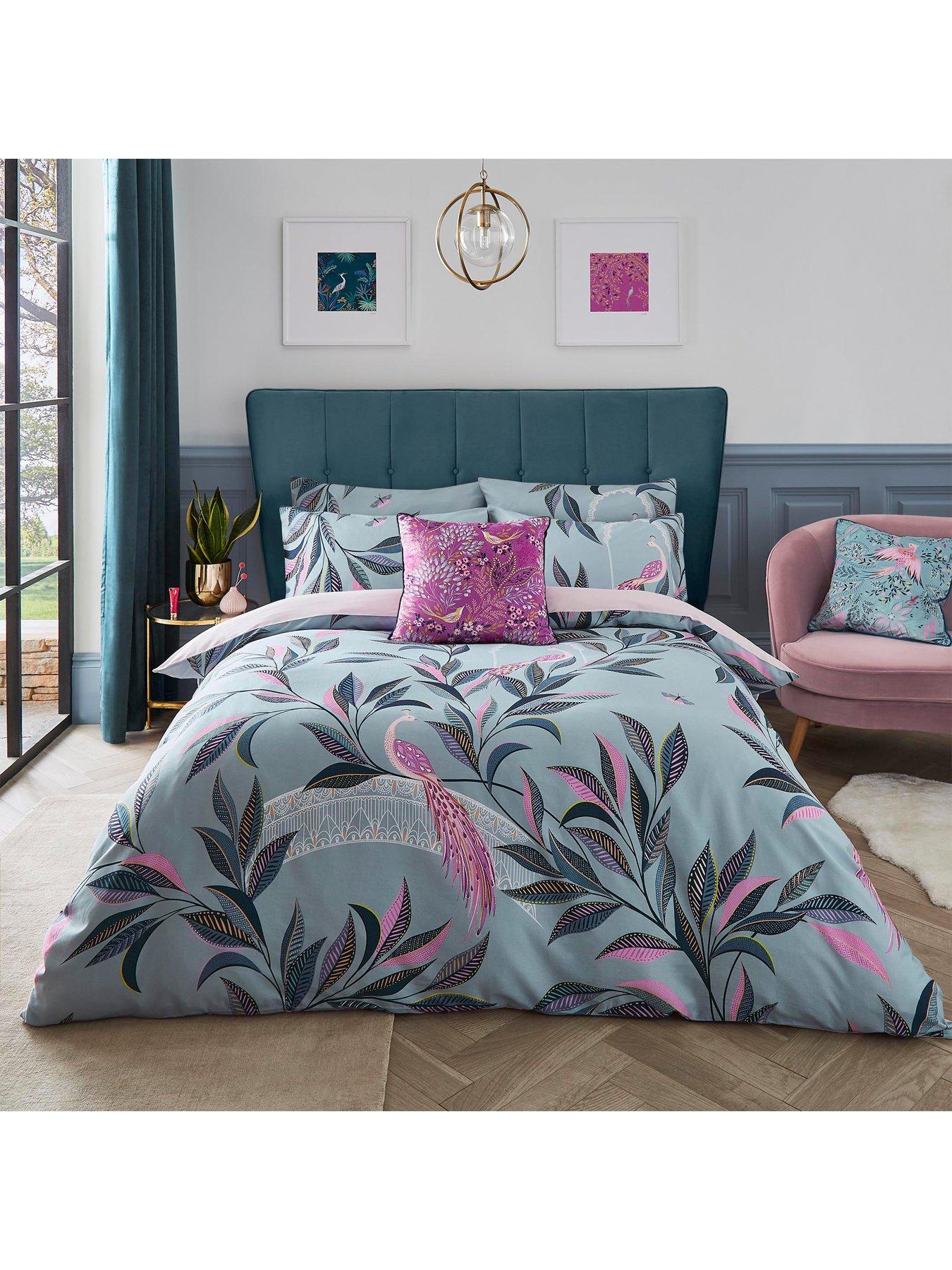 Product photograph of Sara Miller Ornamental Peacock 100 Cotton Duvet Cover Set from very.co.uk