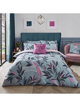 Product photograph of Sara Miller Ornamental Peacock 100 Cotton Duvet Cover Set from very.co.uk
