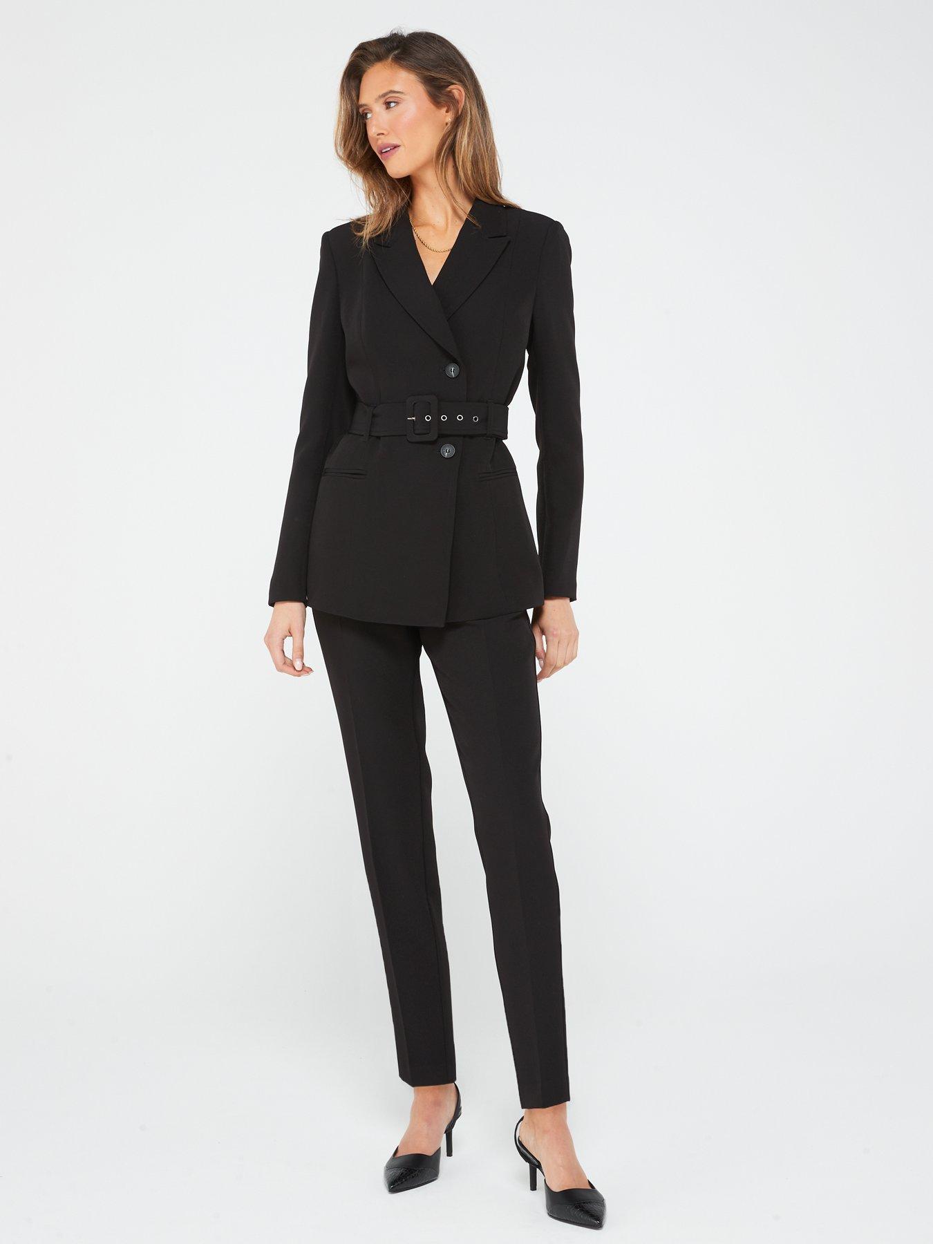 Fig & Basil Belted Blazer Black Very.co.uk