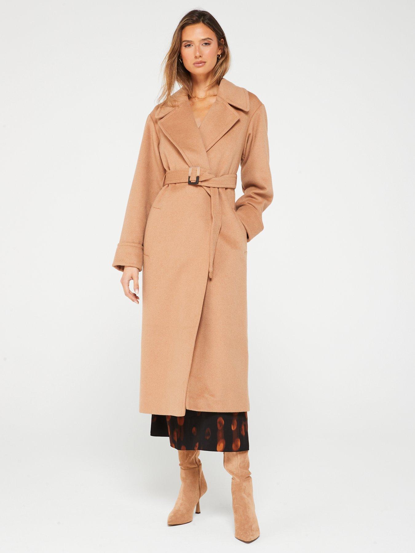 Belted Relaxed Coat with Wool