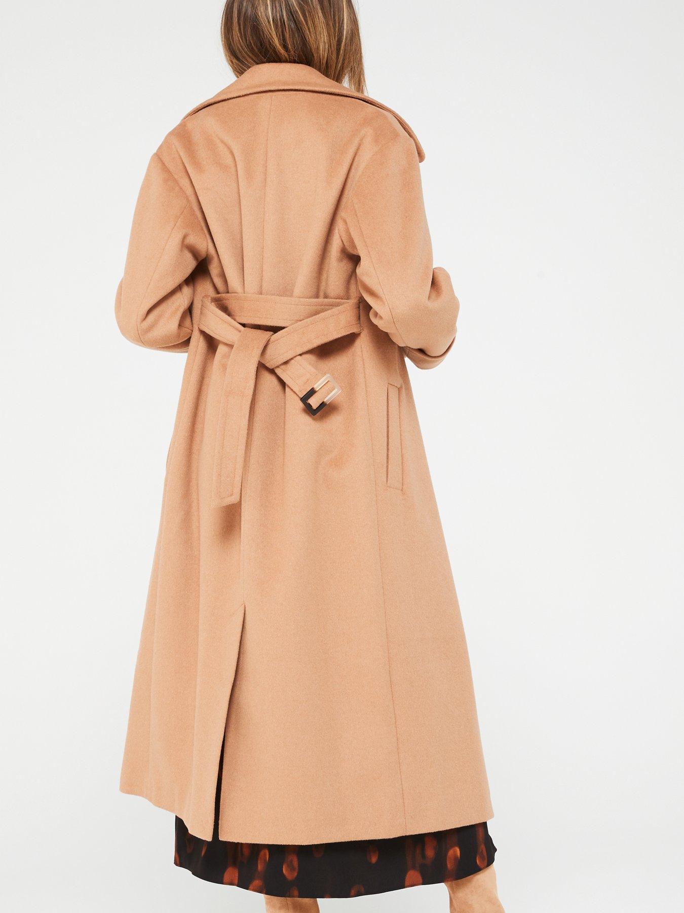 Fig Basil Wool Rich Belted Relaxed Overcoat Camel