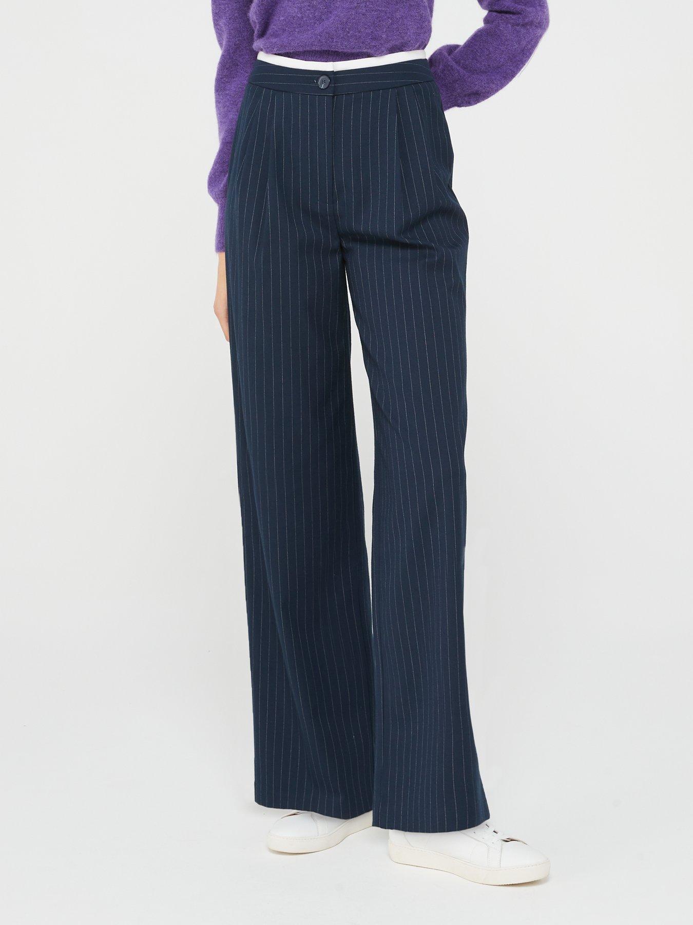 Navy pinstripe outlet wide leg trousers