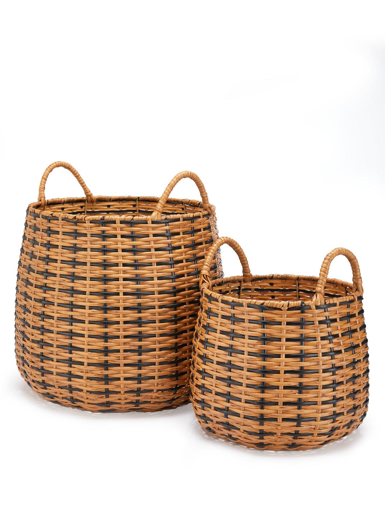 Image 2 of 6 of Very Home Set of 2 Black/Natural Round Basket