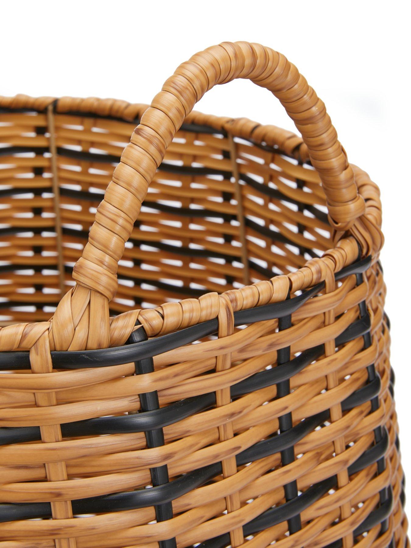 Image 5 of 6 of Very Home Set of 2 Black/Natural Round Basket