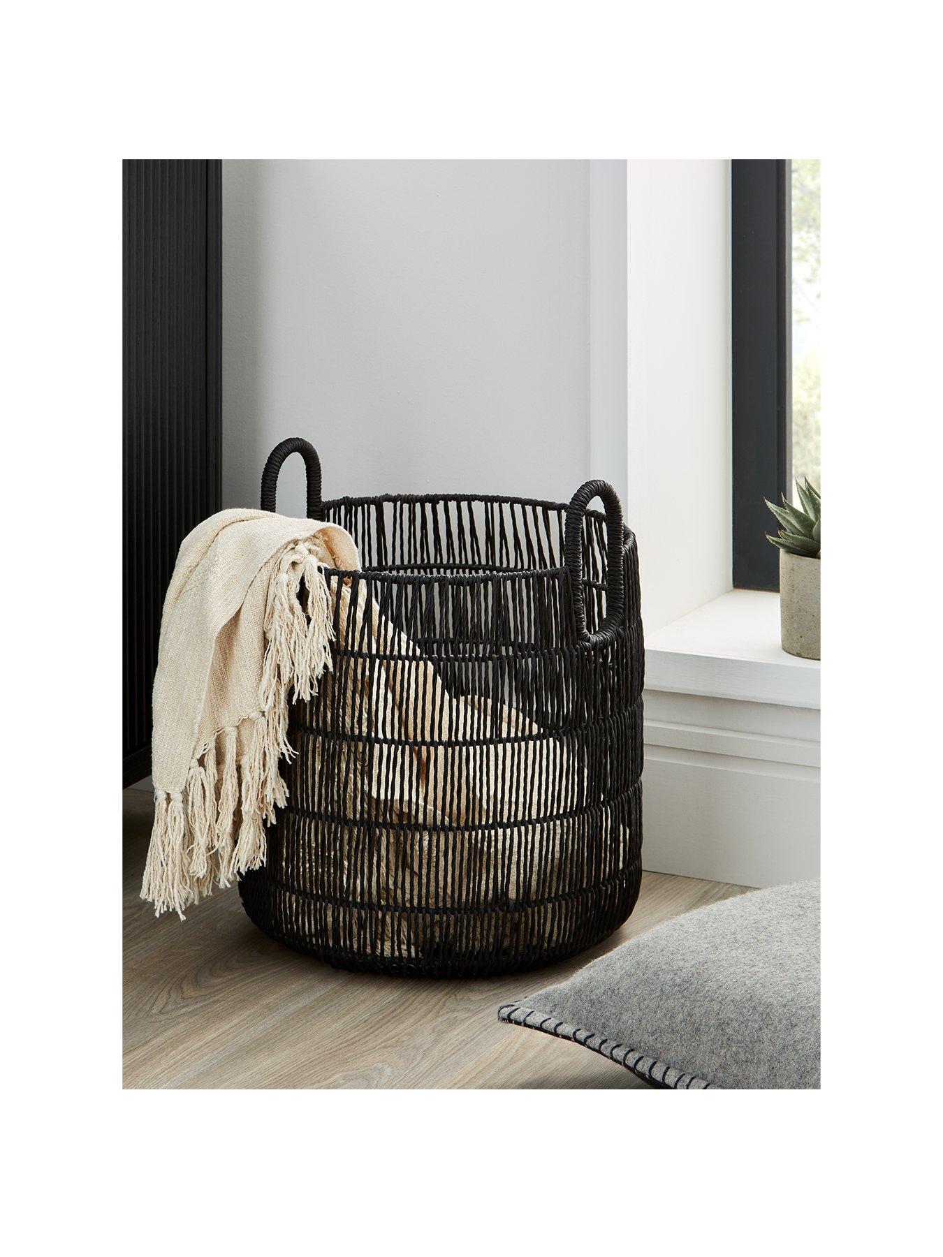 Black rattan storage baskets new arrivals