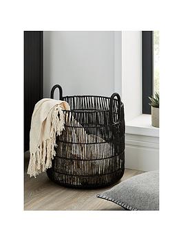 Product photograph of Very Home Poly Rattan Black Basket from very.co.uk
